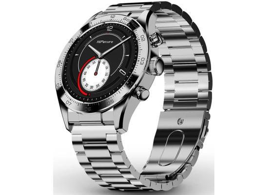 HiFuture Go Pro 2 Smart Watch, Stainless Steel, 1.32"-inch AMOLED Display, Powered by Dual Core Processor & Syntra AI, IP68 Waterproof, 24/7 True heart rate & Blood Oxygen Sensor (the Sixth Generation), up to 10 days daily use - Silver